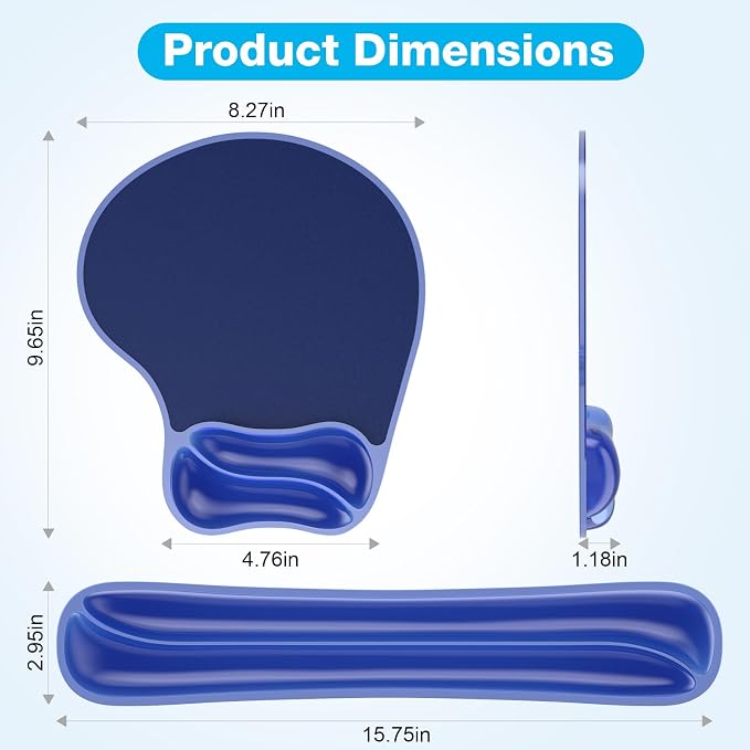 Gel Wrist Rest Mouse Pad Set, Ergonomic Support for Office Gaming - Image 5
