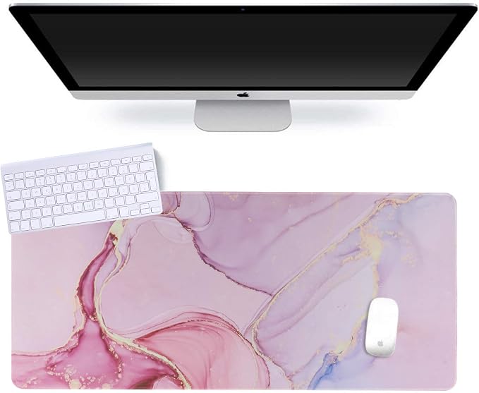 iCasso Extended Gaming Mouse Pad 35.4x15.7in Desk Pad,Glitter Marble | Non-Slip Rubber Base Mousepad with Stitched Edges, Waterproof Keyboard Mouse Mat Desk Pad for Work Office Game Home, - Image 7