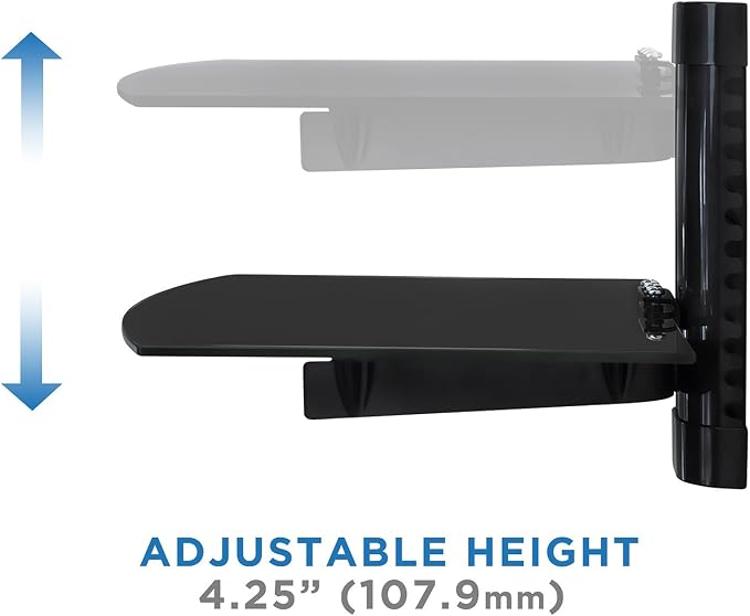 Mount-It! Floating TV Shelf, Tempered Glass, 17.6 lbs, Black - Image 5