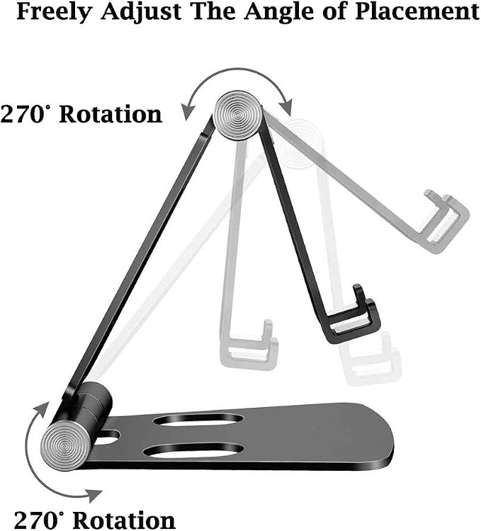 MEIZHEN Multi-Angle Adjustable Metal Stand Nintendo Switch Playstand Tablet Stand Phone Holder Dock for Desk Universal Rotatable Foldable,Fits All Smartphone iPad and Tablets 4-10'' Devices- Black - Image 4