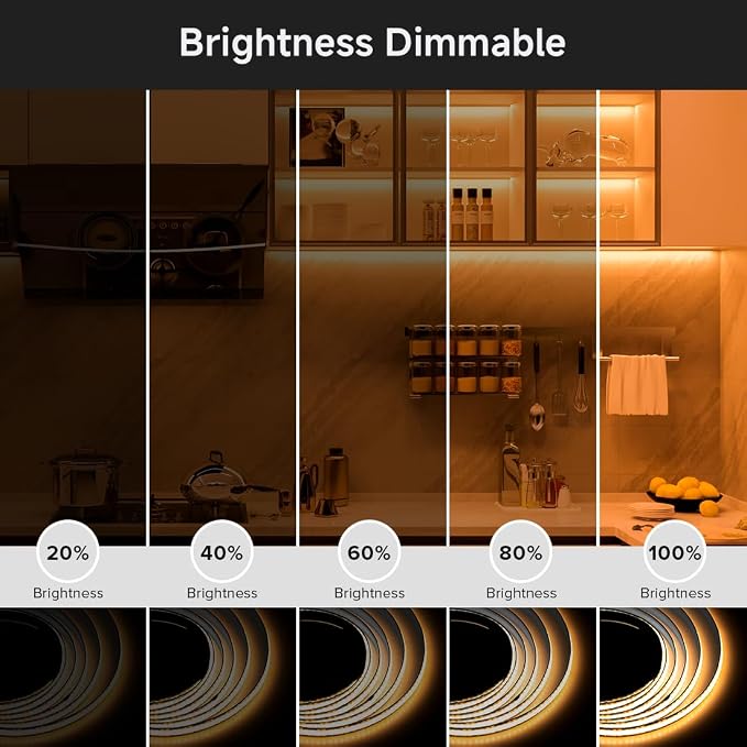 BTF-LIGHTING 5V USB COB LED Strip Lights 3.28FT Warm White 2700K - Image 3