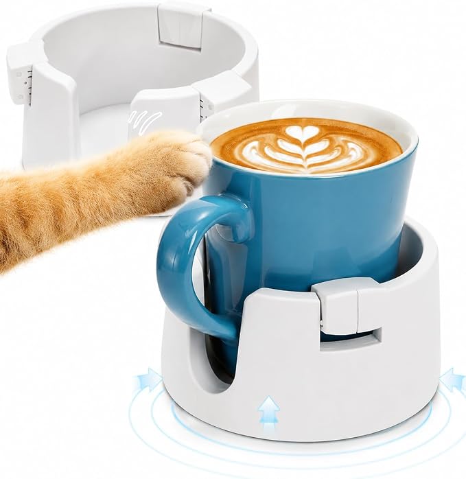 2 Pack Anti Spill Cup Holders, Adhesive Desk Cup Holder, Adjustable Plastic Drink Holder for Desk, Non Tipping Coaster Cup Holder for Office, Home, Desktop, Table (White) by Mezchi