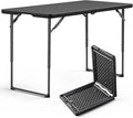 Folding Table 4FT Heavy Duty Plastic Table with Handle, Foldable&Portable, Fold-in-Half Utility Tables for Outdoor, Dining, Wedding, Events, Indoor, Picnic, Camping, Party, Black by FoldingFurniture