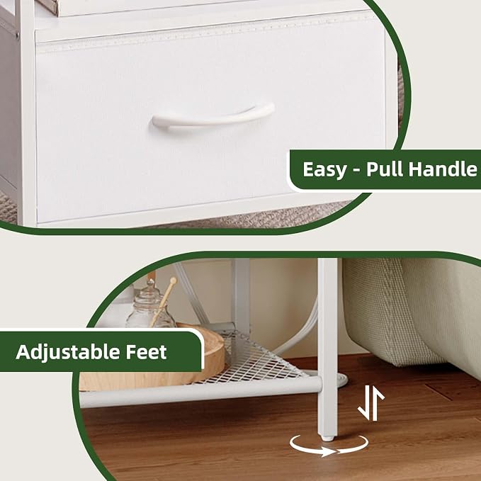 Somdot Nightstand Set of 2 with Charging Station & LED Light, Bedside Table - Image 7