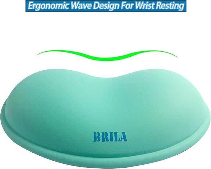 BRILA Ergonomic Silicone Mouse Wrist Rest, Cooling Silica Gel PU Leather Mouse Wrist Support Pad for Office Work and Laptop Computer Gaming (Aquamarine Leather) - Image 3