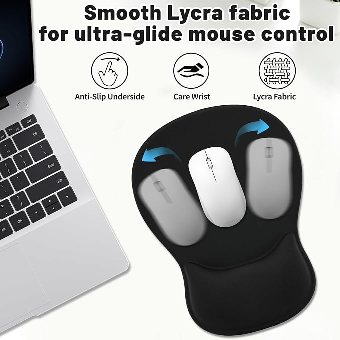 Ergonomic Mouse Pad with Wrist Rest - Gel Wrist Support Mousepad with Non-Slip PU Base for Computer, Laptop, Office & Home - Image 2