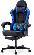 Office Desk Computer Gaming Chair for Adults, Ergonomic High Back Gamer Chair with Massage and Pocket Spring Cushion, Swivel Comfy Video Game Chairs with Footrest and Lumbar Support (Black Blue) by Wismestr