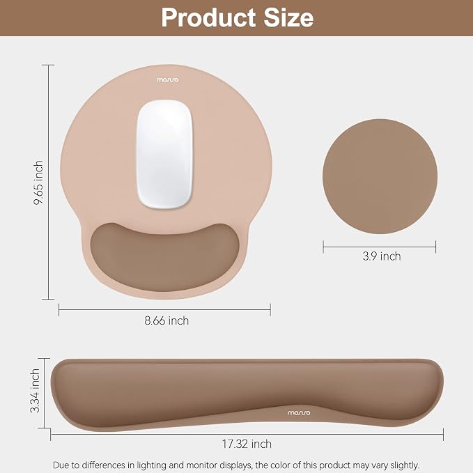 MOSISO Wrist Rest Support for Mouse Pad&Keyboard Set, Mocha - Image 6