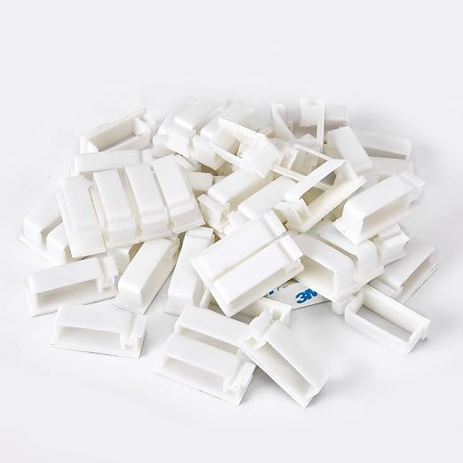 50Pcs Self Adhesive Cable Management Clips,Cable Organizers Wire Clips Cord Holder for PC Laptop Ethernet Cable Desktop Home Office(1.52’’ x 0.59’’ x 0.57’’,White) - Image 7