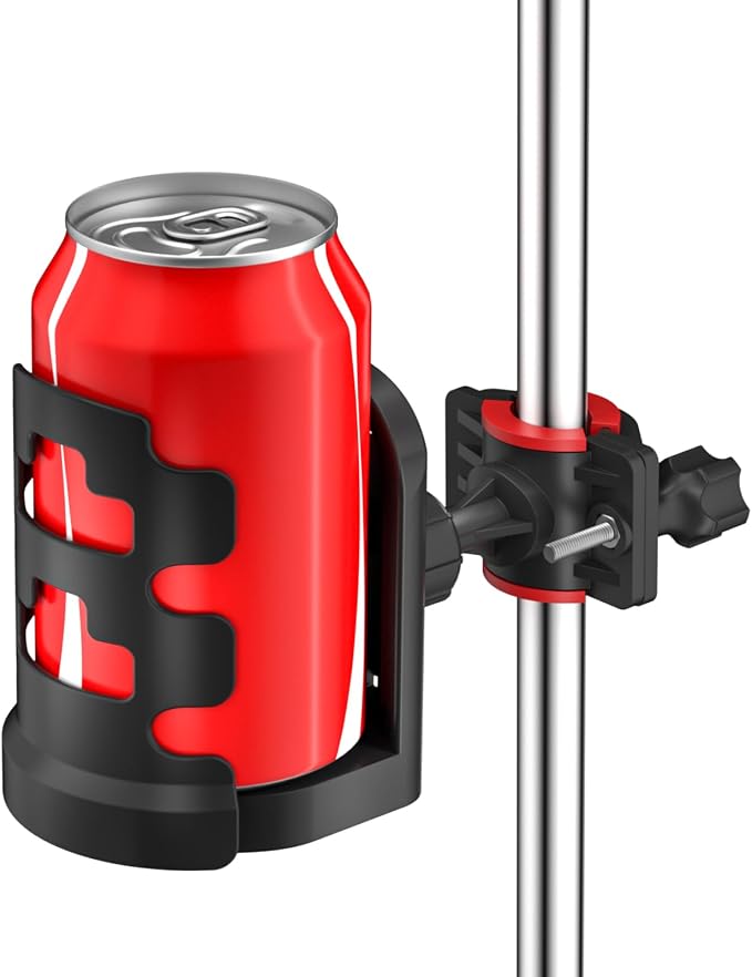 Adjustable Mic Stand Drink Holder with 360° Rotate Microphone Stand Cup Holder - Universal Water Bottle Holder Clamp On Cup Holder for Mic Stand, Music or Drum Stands to Holds Cups, 1 Pack by CHUNXIAO