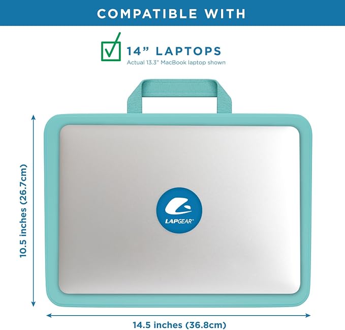 LAPGEAR Compact Lap Desk – Aqua Sky, Fits 14" Laptops - Image 3