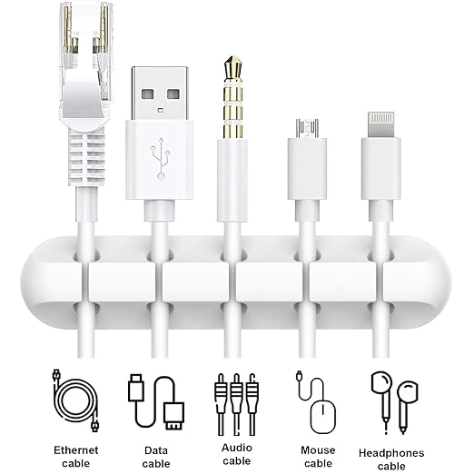 INCHOR Cord Organizer for Desk, White Cable Organizer Cable Clips 2 Pack - Image 3
