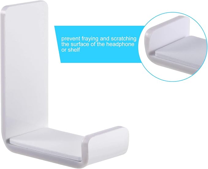 Weewooday 4 Pieces Headphone Hanger Headset Stand Holder, White | Adhesive Wall Mount Headphone Hook under Desk Acrylic Gaming Earphones Hanger for Earphone Controller - Image 3