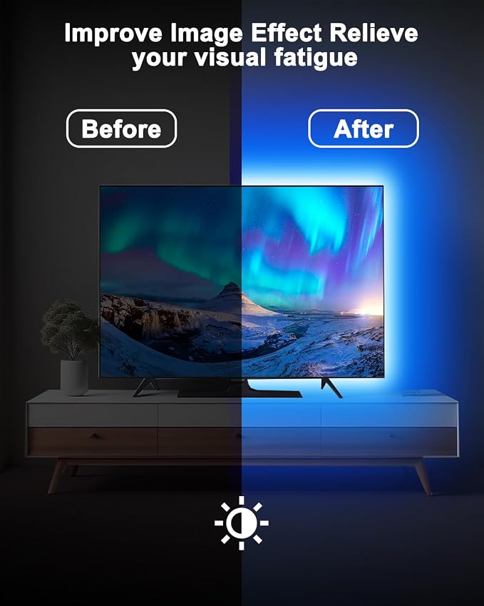 Daymeet LED Lights for TV 40-65 inch TV Behind Lighting, 13.1ft TV Led Backlight TV Led Light Strip, USB Powered RGB Lights Behind with Remote, Music Sync Bluetooth APP Control for Bedroom - Image 2