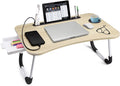 Slendor Bed Desk for Laptop and Writing with Storage, Cup Holder, Light by Slendor