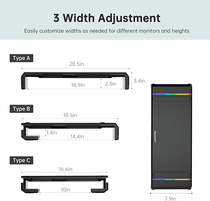 Heymaster Monitor Stand for Desk, Gaming Monitor Riser with RGB Light, Foldable Computer Monitor Stand Riser, Desk Organizers and Accessories for Desktop, Printer (Black) - Image 4