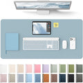 YSAGi Leather Desk Protector, Office Mat, Large Mouse Mat, Non-Slip PU Leather Blotter, Laptop Pad, Waterproof Writing Pad for Office and Home (Ice Blue, 35.4" x 17") by YSAGi
