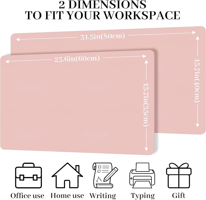 Leather Desk Pad Mat, Pink Desk Mat, 23.6" x 13.7" | Non-slip and Waterproof Computer Mat, Desk Protector for Office/Home, Desk Accessories for Women - Image 3