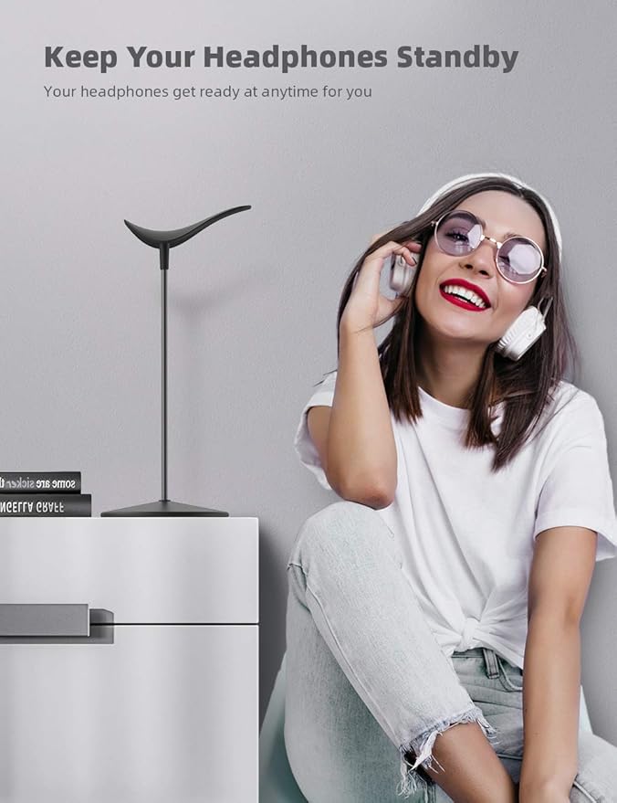 Lamicall Headphone Stand Desktop Headset Holder, Elegant Earphone Stand | Unique Appearance Design, Ultra Sturdy, Multi-Scenario Use for All Headset like Airpods Max, HyperX, Beats, Senn heiser - Image 5