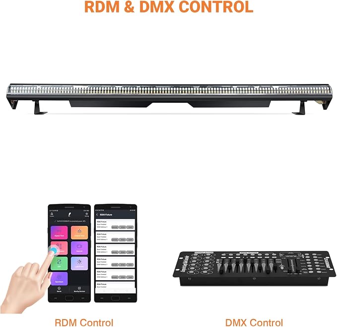 240W Stage Wash Light Bar - 448LEDs RGBWA DMX Light Bar by DMX Master-Slave Control 32 RGB & 12 White & 12 Amber Zones Chase Effects for Wedding Concert Music DJ Live Halloween Event Performance - Image 9