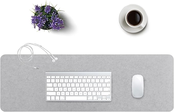 DAWNTREES Felt Desk Pad, Large Felt Mouse Pad and Keyboard Mat, 36" x 12" | Non-Slip Computer Desk Mat XL,Desk Protector for Office (light gray) - Image 2