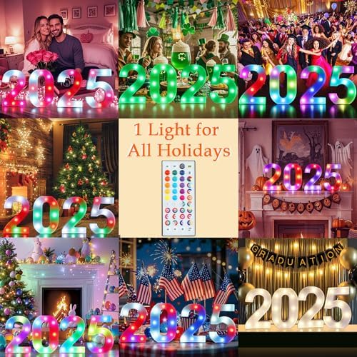 Pooqla 50th Birthday Decorations for Her Him, 35 Colors LED Light Up Numbers with Remote, Multicolor Marquee Numbers 50 Sign for Party Wedding Anniversary Decor 50th Birthday Gift, Number 50 - Image 7