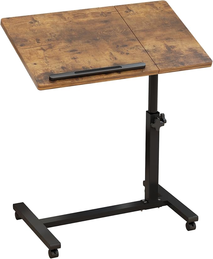 TigerDad Adjustable Overbed Table with Wheels, Rolling Laptop Bed Desk for Home Hospital Use, Height & Tilt Adjustable Mobile Table for Eating, Working, Reading in Bed or Sofa by TigerDad