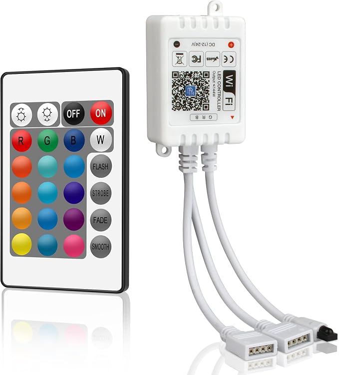 Smart WiFi RGB LED Light Strip Remote Controller, 24 Key Wireless Control by Taoellen