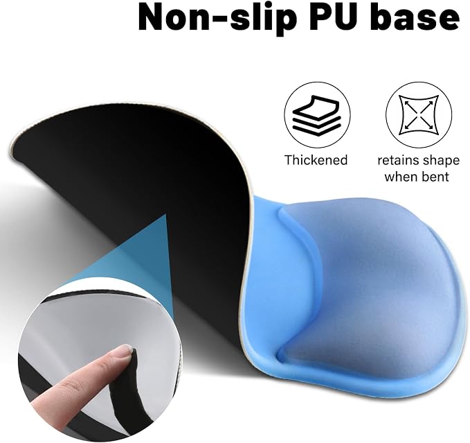 Ergonomic Mouse Pad with Wrist Rest - Gel Wrist Support Mousepad with Non-Slip PU Base for Computer, Laptop, Office & Home - Image 3
