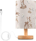 Bedside Table Lamp Woodland Animals Nightstand Lamp with Wood Forest Deer Floral Pink Desk Lamps for Bedroom Living Room Nursery Office Home Decor by Oarencol
