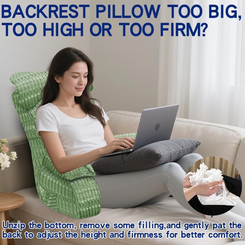 YDCEULARDOH Reading Pillow for Bed Adult – Large Bed Pillow with Arms, Supportive Back Pillow for Sitting Up in Bed for Reading, Watching TV, or Gaming - Image 5