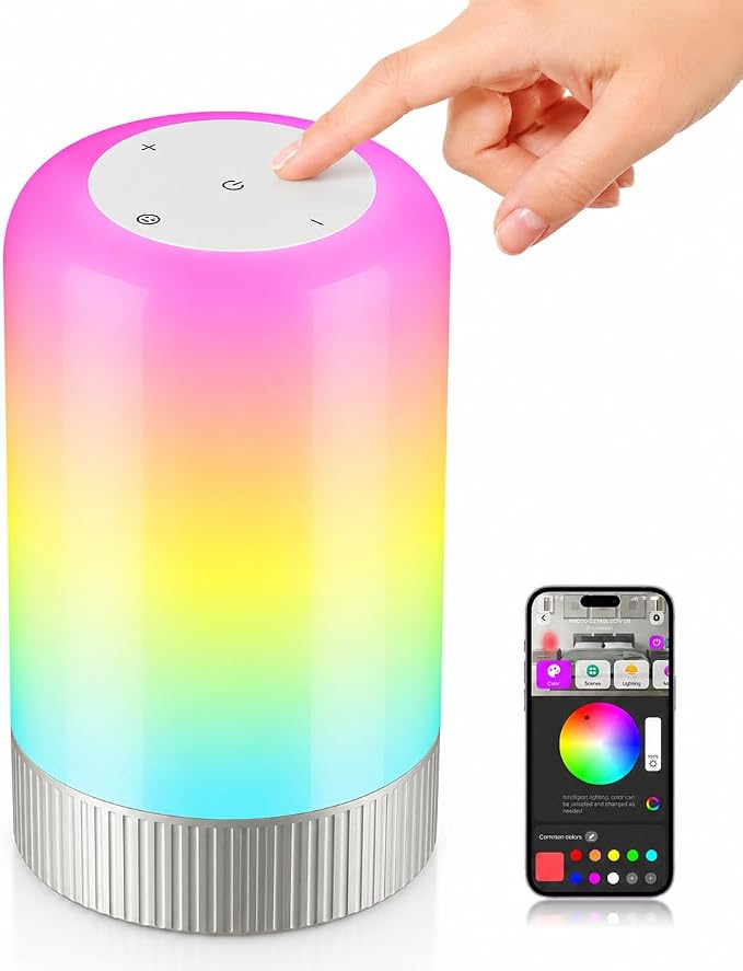 RGBICWW Smart Table Lamp, Touch Bedside Lamp LED Desk Lamp with App Control by ShineYourWolrd