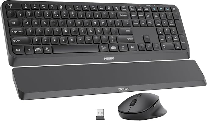 PHILIPS Wireless Keyboard and Mouse, Bluetooth Keyboard with Wrist Rest by Unknown