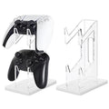 FYY Game Controller Holder 2 Tiers - Universal Dual Controller Stand with Headphone Holder, Acrylic White Display Stand Compatible with Nintendo Switch Xbox PS5 PS4, Desk Mount by FYY