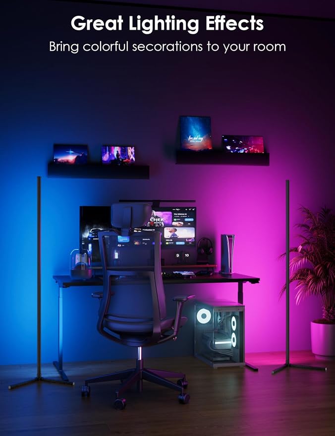 RGB Corner Floor Lamp, 64.5" RGB Color Changing Led Floor Lamp for Living Room APP and Remote Modern Light Bar with Music Sync and 16 Million Colors Dimmable Ambient Lighting for Bedroom - Image 5