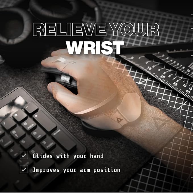 DELTAHUB Carpio 2.0 - Left-Handed Truly Ergonomic Wrist Rest for Mouse, Carpal Tunnel Support, Pain Relief, Anti-Fatigue, Easy Glide, Sleek, Office Computer, Laptop, Gaming - Small, White - Image 3