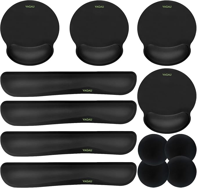 VAGAU Ergonomic Premium Memory Foam Keyboard and Mouse Wrist Rest Pads Set | Non-slip Rubber Base,Mouse Pad with Wrist Rest for Comfortable Typing &Wrist Pain Relief by VAGAU