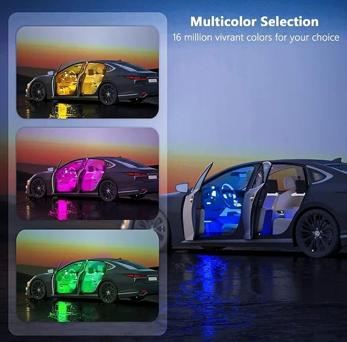 4PCS Car Interior LED Lights, 48LED RGB 12V Under Dash Lighting Kit - Image 3
