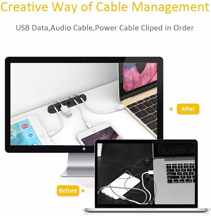 3 Pack Cable Clips Cord Management Organizer, Black, Silicone - Image 5