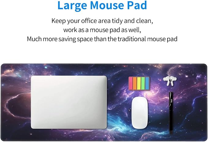 Gaming Mouse Pad Desk Pad,Extended Big Mouse Pad,31.5x11.8 Inch Long Computer Keyboard Mouse Mat Mousepad with 3mm Non-Slip Base and Stitched Edge for Gaming and Office… (Nebula) - Image 7