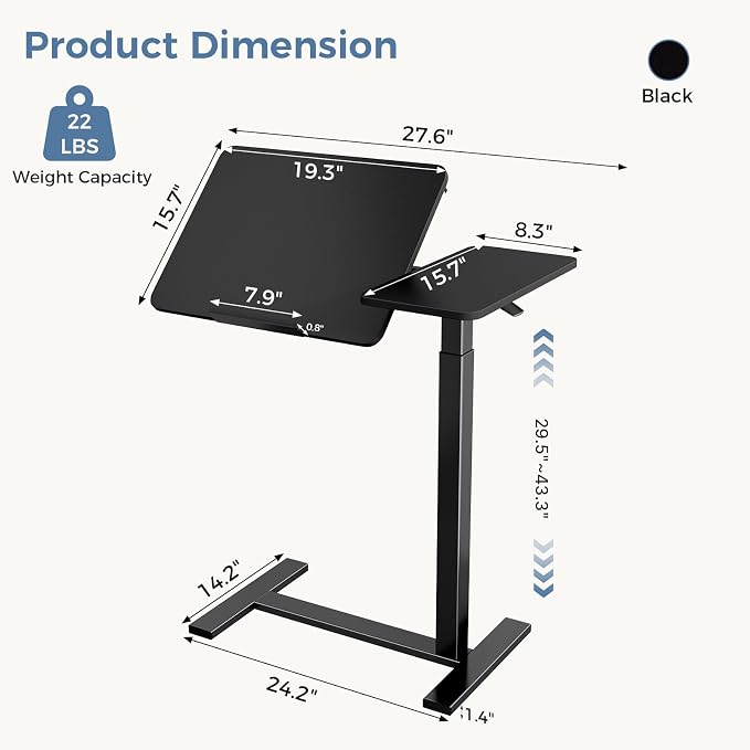 DUMOS Small Standing Desk, Rolling Desk, Laptop Table - Image 3