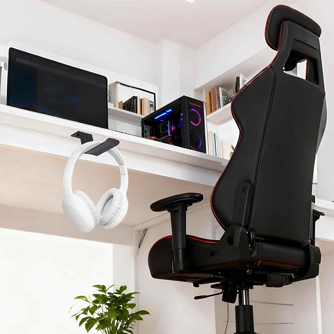 HARFINGTON Headphone Holder Stand Aluminum Headset Hook Headphone Clip Under Desk Hanger with Washer and Screws for Bedrooms Study Libraries Offices, Silver (5cm) - Image 5