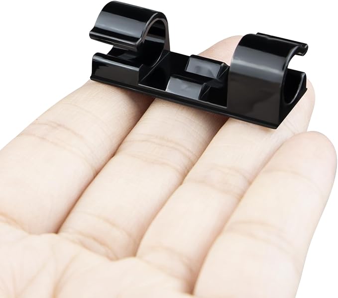 SOULWIT 50 Pcs Self Adhesive Cable Management Clips, Cable Organizers Sticky Wire Clips Cord Holder for TV PC Laptop Ethernet Cable Desktop Home Office (Black) - Image 7