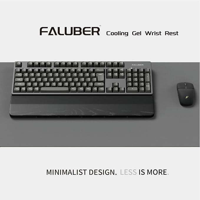 Faluber Wooden Wrist Rest Black Lacquered, 17.3-inch Length and 20mm Thickness for Fullsize Keyboard, Ergonomic Palm Rest for Mechanical Keyboard, Stain Resistant (Fullsize-440mm, Black Lacquered) - Image 2