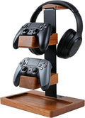 Headset Stand with Gaming Controller Holder, Wood Headphone Stand with Storage Base, Gaming Equipment Accessories for Desk by Unknown