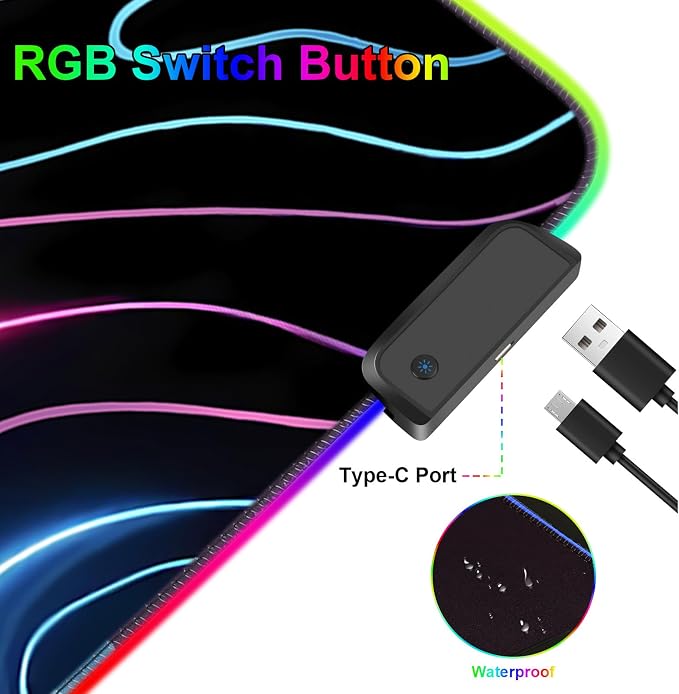 Mouse Pad 31.5 X 11.8 Inches RGB Mouse Mat with 13 Light Modes | Touch Control, Large Gaming Mousepad with Non-Slip Rubber Base for Office & Game, Model-J - Image 6