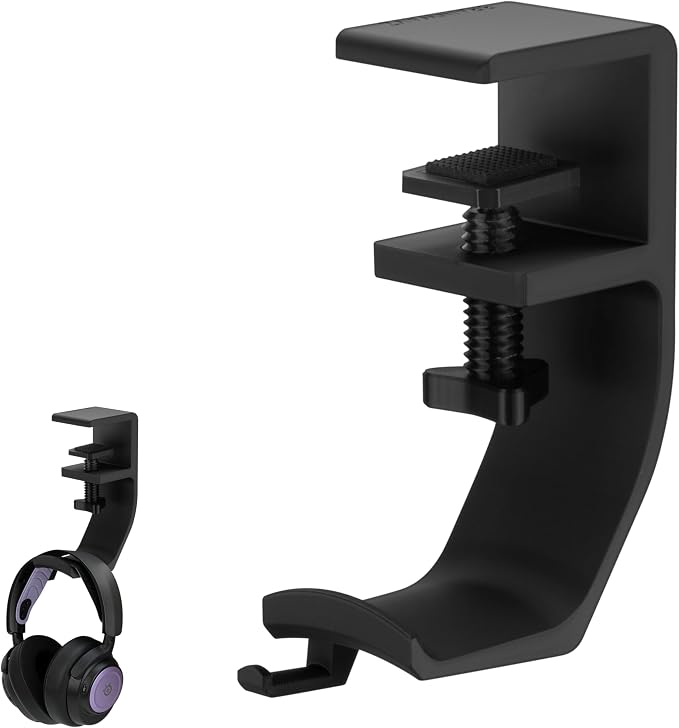 BRAINWAVZ Claw - Under Desk Headphone Hanger Stand, Screw in Place, Easy to Install with Adjustable Mounting Clamp, Suitable for All Headsets, Black by Brainwavz