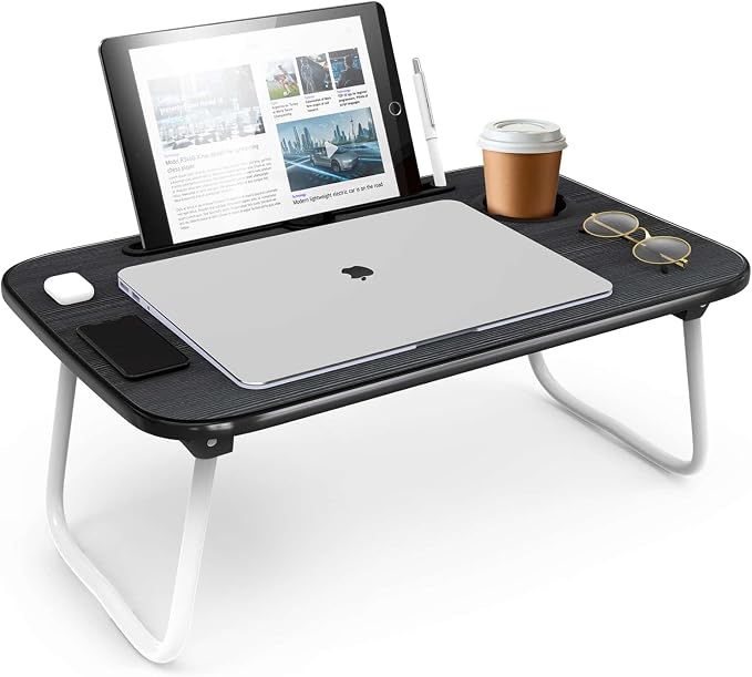 Nestl White Reading Pillow with Bed Desk for Laptop and Writing, Luxe Cut Plush Back Pillow for Sitting Up, Back and Arms Adjustable Support for Kids and Teens, Foldable Lap Desk for Bed 19x11” - Image 2