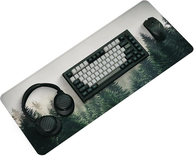 Gaming Mouse Pad with Anti-Slip Rubber Base, Extended Large Computer Mouse Mat with Stitched Edges, Long XL Anime Mousepad for Laptop and Keyboard, 31.5 x 11.8 inch (Forest Tree) - Image 3