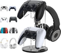 MoKo Universal Game Controller & Headset Stand, 2-in-1 Holder Acrylic | Premium acrylic, crystal clear. 2-in-1 for controller and headset. Non-slip base. Fits Switch, PS5, PS4, Xbox. by MoKo